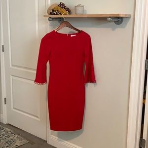 Red bell sleeve Calvin Klein dress